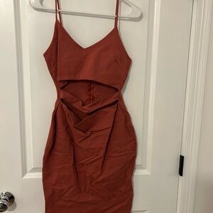 Windsor Rust Cutout Bodycon Dress Spaghetti Strap